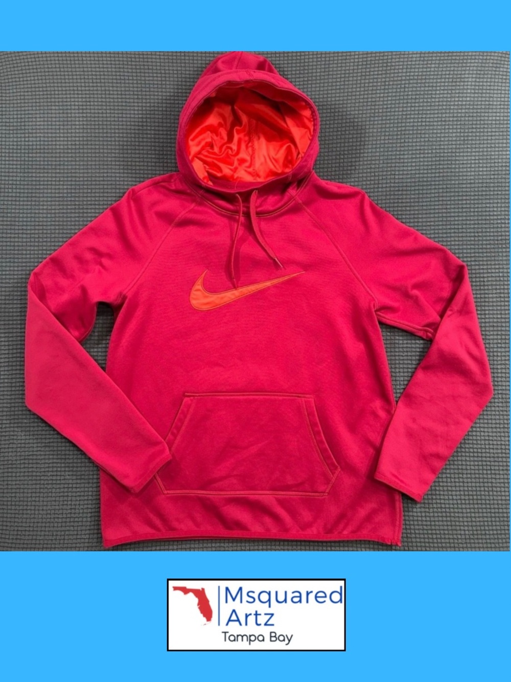 Nike Dri Fit Hoodie Mens Medium Red Pullover Athletic Sweatshirt Swoosh Logo - Picture 1 of 6